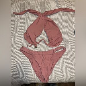 Pink Crisscross Two Piece Swimsuit